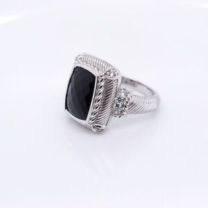 JUDITH RIPKA Black Onyx & CZ Ring Size 8 925